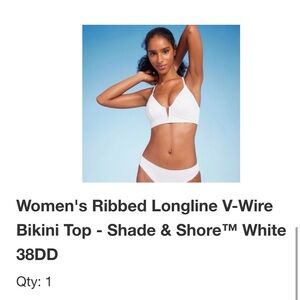 Shade & Shore White V-Wire Ribbed Bikini Top